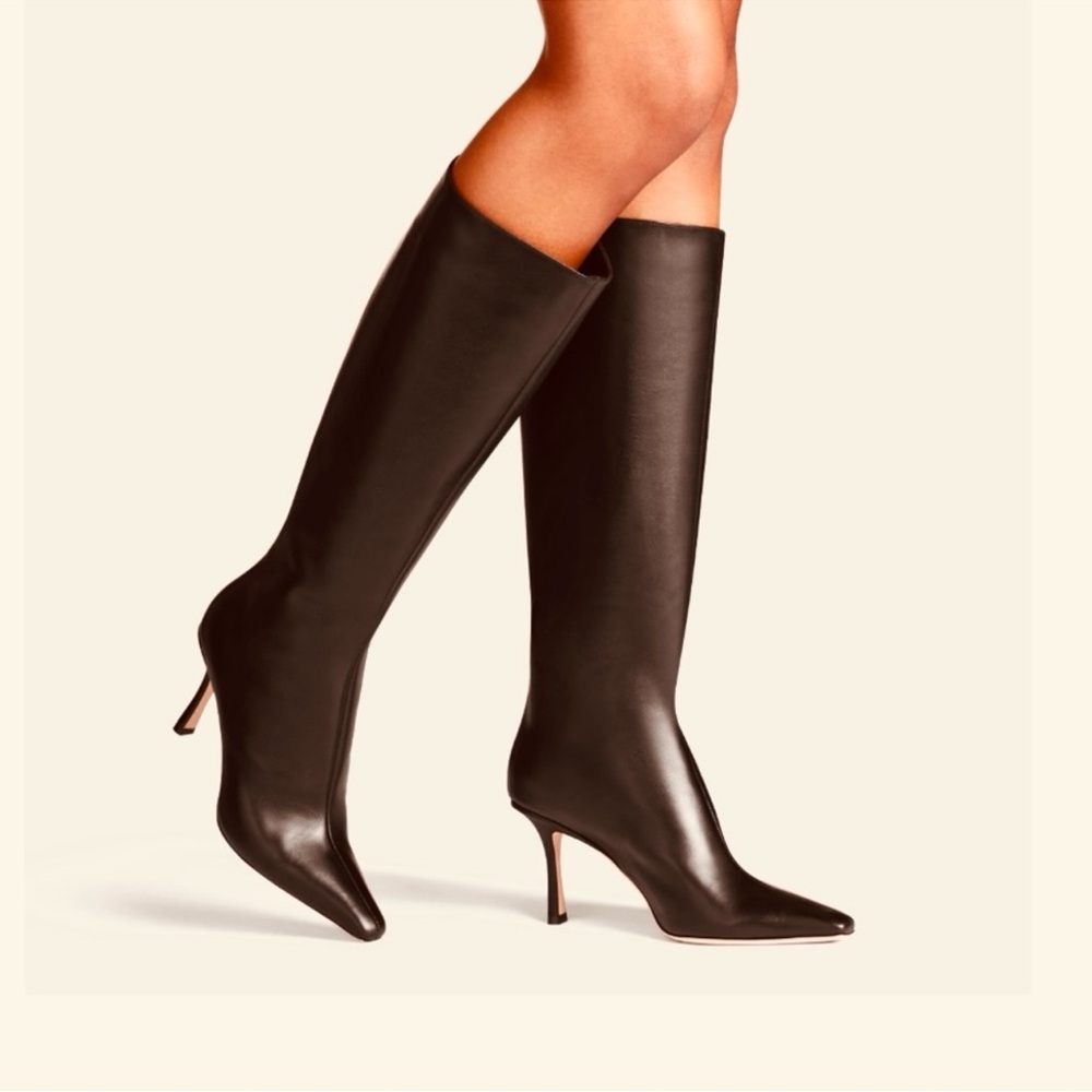 Jimmy Choo Agathe Knee High Boots Coffee Size 38